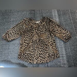 LOFT Leopard Print 3/4 Sleeve Business Casual Career Top Sz 8